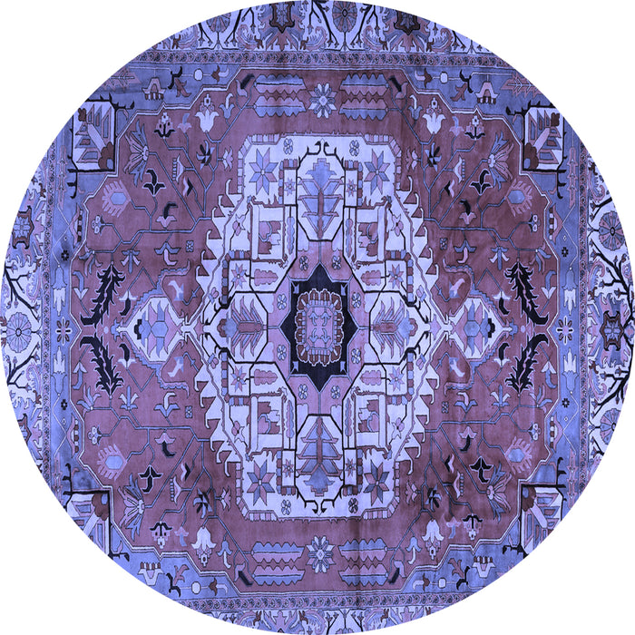 Round Persian Blue Traditional Rug, tr2244blu