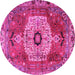 Round Machine Washable Persian Pink Traditional Rug, wshtr2244pnk