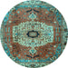 Round Machine Washable Persian Light Blue Traditional Rug, wshtr2244lblu