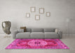 Machine Washable Persian Pink Traditional Rug in a Living Room, wshtr2244pnk