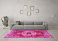 Machine Washable Persian Pink Traditional Rug, wshtr2244pnk