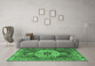 Machine Washable Persian Emerald Green Traditional Area Rugs in a Living Room,, wshtr2244emgrn