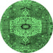 Round Persian Emerald Green Traditional Rug, tr2244emgrn