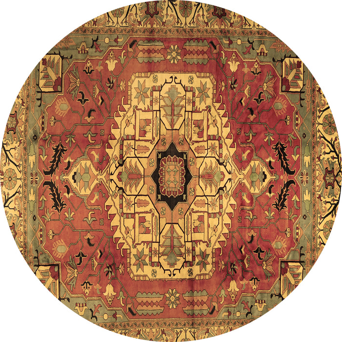 Round Persian Brown Traditional Rug, tr2244brn