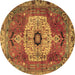 Round Persian Brown Traditional Rug, tr2244brn