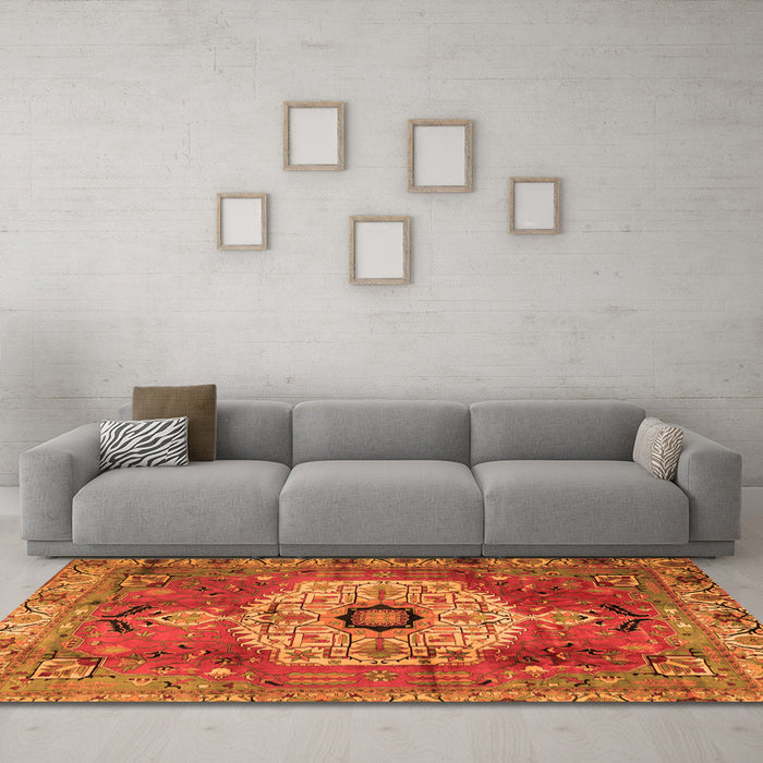Machine Washable Persian Orange Traditional Area Rugs in a Living Room, wshtr2244org