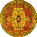 Round Persian Yellow Traditional Rug, tr2244yw