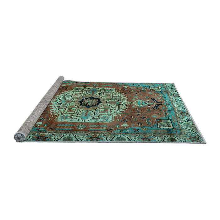 Sideview of Machine Washable Persian Light Blue Traditional Rug, wshtr2244lblu