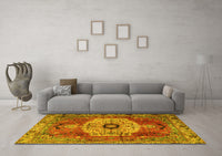 Machine Washable Persian Yellow Traditional Rug, wshtr2244yw