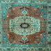 Square Machine Washable Persian Light Blue Traditional Rug, wshtr2244lblu