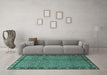 Machine Washable Persian Turquoise Traditional Area Rugs in a Living Room,, wshtr2245turq