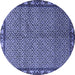 Round Machine Washable Persian Blue Traditional Rug, wshtr2245blu