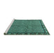 Sideview of Machine Washable Persian Turquoise Traditional Area Rugs, wshtr2245turq