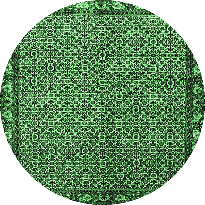 Round Persian Emerald Green Traditional Rug, tr2245emgrn