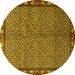 Round Persian Yellow Traditional Rug, tr2245yw