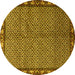 Round Machine Washable Persian Yellow Traditional Rug, wshtr2245yw