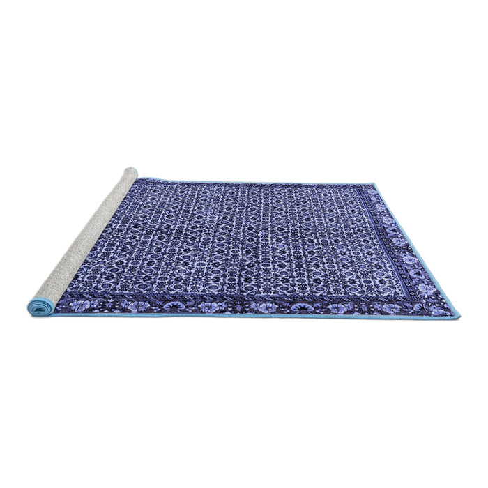 Sideview of Machine Washable Persian Blue Traditional Rug, wshtr2245blu