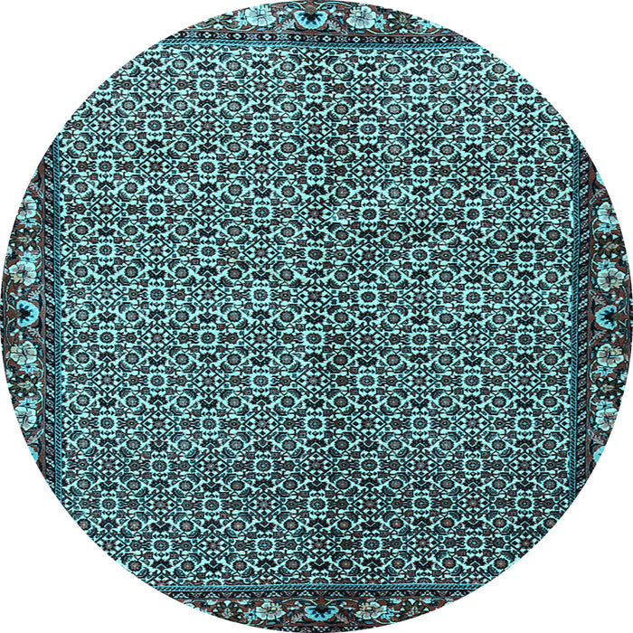 Round Machine Washable Persian Light Blue Traditional Rug, wshtr2245lblu