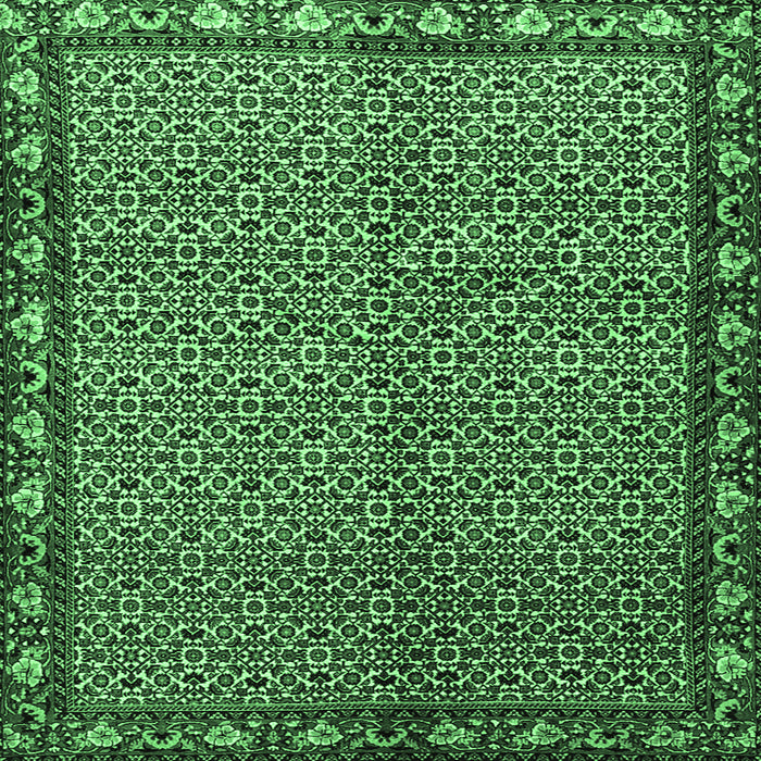 Square Machine Washable Persian Emerald Green Traditional Area Rugs, wshtr2245emgrn