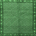 Square Machine Washable Persian Emerald Green Traditional Area Rugs, wshtr2245emgrn