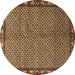 Round Persian Brown Traditional Rug, tr2245brn