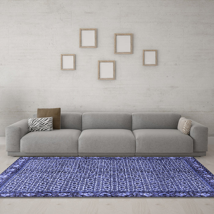 Machine Washable Persian Blue Traditional Rug in a Living Room, wshtr2245blu