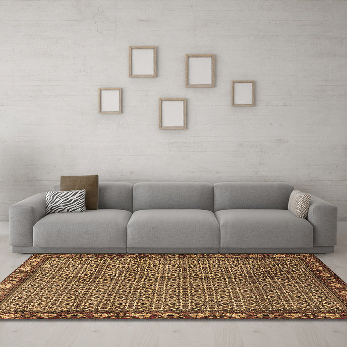 Machine Washable Persian Brown Traditional Rug in a Living Room,, wshtr2245brn