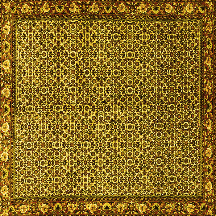 Square Machine Washable Persian Yellow Traditional Rug, wshtr2245yw