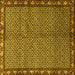 Square Machine Washable Persian Yellow Traditional Rug, wshtr2245yw