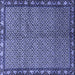 Square Machine Washable Persian Blue Traditional Rug, wshtr2245blu