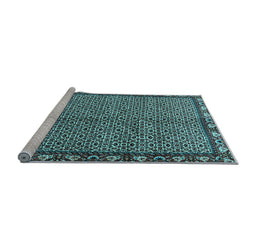 Sideview of Machine Washable Persian Light Blue Traditional Rug, wshtr2245lblu