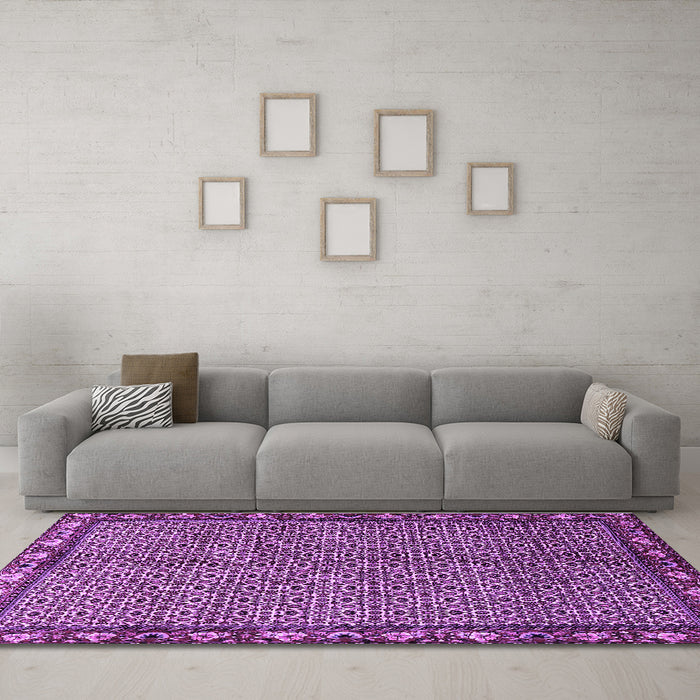 Machine Washable Persian Purple Traditional Area Rugs in a Living Room, wshtr2245pur