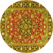 Round Machine Washable Persian Yellow Traditional Rug, wshtr2246yw