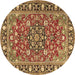 Round Machine Washable Persian Brown Traditional Rug, wshtr2246brn