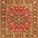 Round Machine Washable Persian Orange Traditional Area Rugs, wshtr2246org