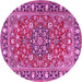 Round Machine Washable Persian Pink Traditional Rug, wshtr2246pnk