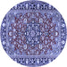 Round Machine Washable Persian Blue Traditional Rug, wshtr2246blu