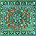 Square Machine Washable Persian Turquoise Traditional Area Rugs, wshtr2246turq