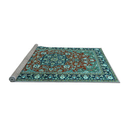 Sideview of Machine Washable Persian Light Blue Traditional Rug, wshtr2246lblu