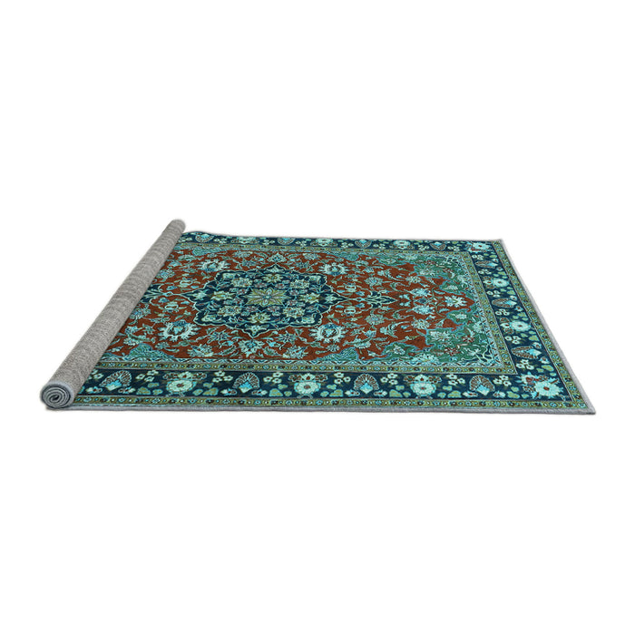 Sideview of Machine Washable Persian Light Blue Traditional Rug, wshtr2246lblu