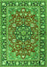 Serging Thickness of Machine Washable Persian Green Traditional Area Rugs, wshtr2246grn