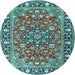 Round Machine Washable Persian Light Blue Traditional Rug, wshtr2246lblu