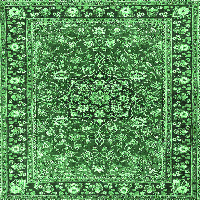 Square Machine Washable Persian Emerald Green Traditional Area Rugs, wshtr2246emgrn