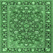 Square Machine Washable Persian Emerald Green Traditional Area Rugs, wshtr2246emgrn