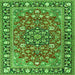 Round Machine Washable Persian Green Traditional Area Rugs, wshtr2246grn