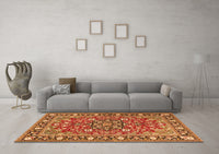 Machine Washable Persian Orange Traditional Rug, wshtr2246org