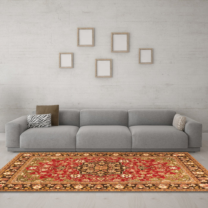 Machine Washable Persian Orange Traditional Area Rugs in a Living Room, wshtr2246org