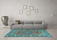 Machine Washable Persian Light Blue Traditional Rug, wshtr2246lblu