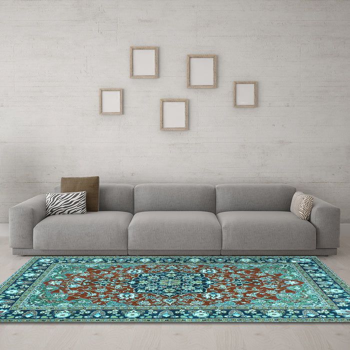 Machine Washable Persian Light Blue Traditional Rug in a Living Room, wshtr2246lblu