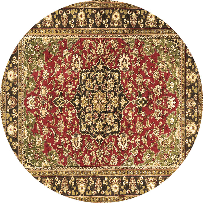 Round Persian Brown Traditional Rug, tr2246brn
